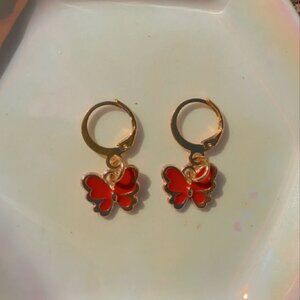 red butterfly earrings